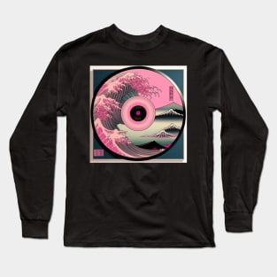 Pink and Blue Japanese Hokusai Landscape Vinyl Long Sleeve T-Shirt